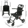 thumbnail image 3 of WETS Lightweight Foldable Transport Wheelchair with 19" Seat, Black, Manual Wheelchair Support 220 lb Weight Capacity for Adults (Without Pull Bar), 3 of 9