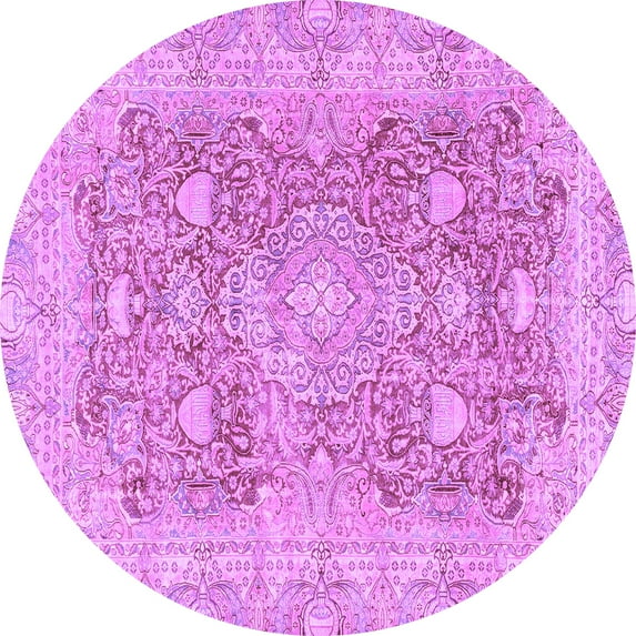 Ahgly Company Indoor Round Abstract Purple Modern Area Rugs, 8' Round