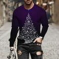 thumbnail image 5 of Feancey Christmas Tree Long Sleeve Shirt Men Big and Tall Casual Xmas Graphic Tees Loose Fit Crewneck Pullover Holiday Party Shirts Purple 3XL, 5 of 6