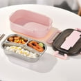 thumbnail image 4 of Insulated Compartment Bento Box (Lunch Container, Meal Prep Box), Stainless Steel Insulated Bento Box | Tiered Lunch Container for Hot Cold Food | Leak Proof Meal Prep, Two Grids, B, PRYESS, 4 of 4