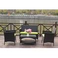 thumbnail image 1 of Deck Dining Chair Furniture Sets, 4 Pieces Patio Furniture Sets with 1 Loveseat, 2 Single Chairs and Glass Table, Leisure Chair Conversation Set with Soft Cushion for Garden Poolside, Green, S1881, 1 of 8