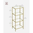 thumbnail image 3 of Glass Shelf Bookshelf Storage Rack Tempe Glass Easy Assembly for Bathroom Living Room Bedroom Office Pale Gold ULGTG, 3 of 8