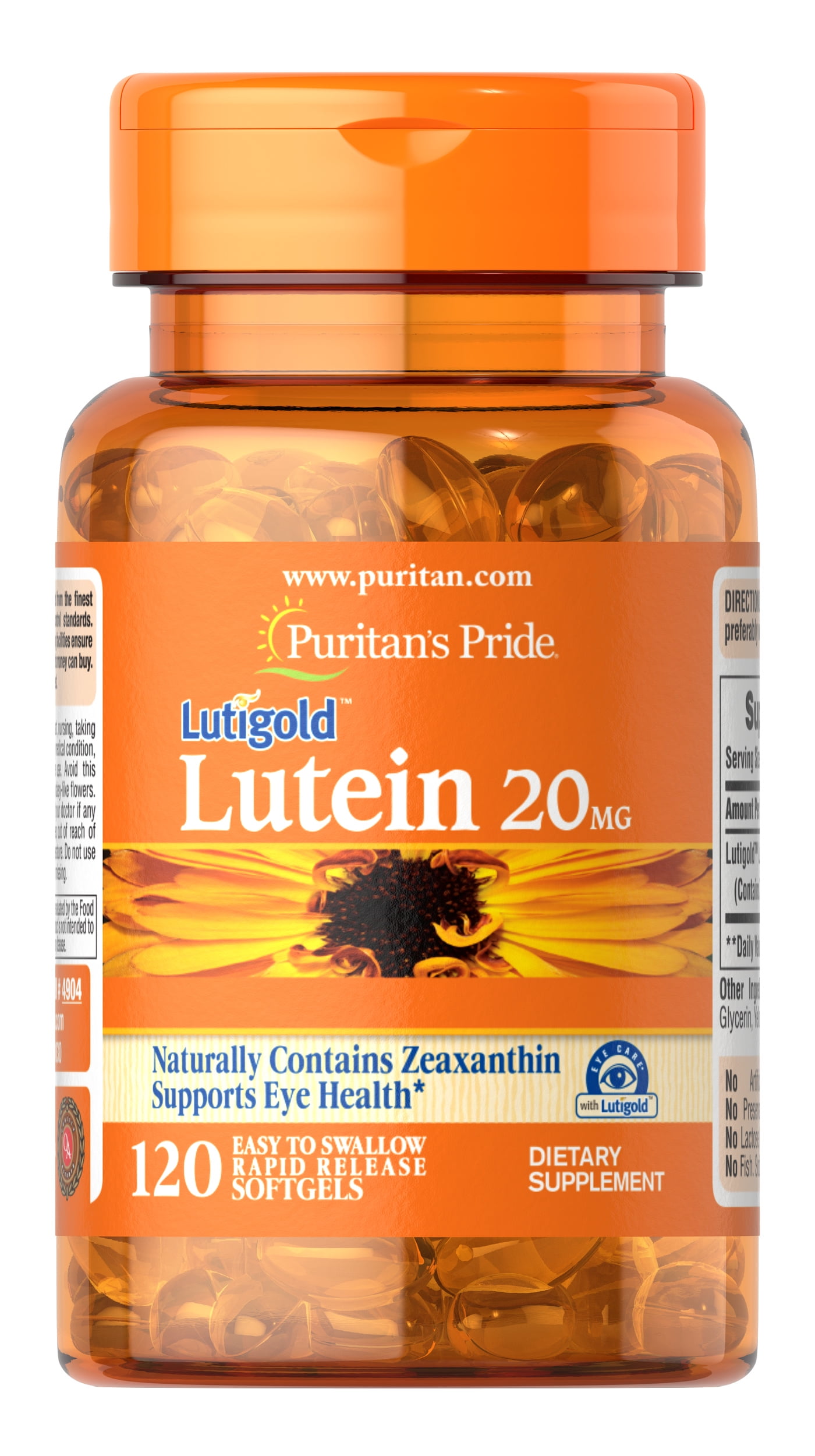 Lutein 20 mg with Zeaxanthin, 120 Softgels by Puritan's Pride