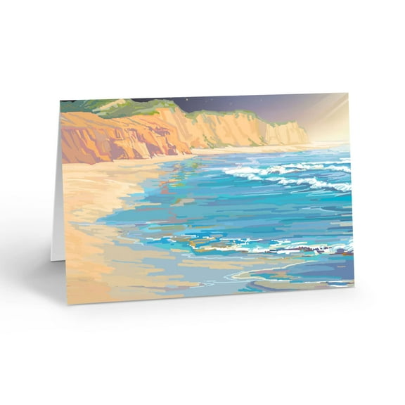 Stonehouse Collection Beach Note Card Set - 10 Boxed Thank You Note Cards - Coastal Shore Note Cards - Ocean Coast (Beach Coast)