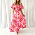 thumbnail image 3 of WILLBEST Vestidos de Verano para Mujer, Modernos, Bohemios, con Estampado Floral, Cuello Redondo, Manga Corta, Cuello En V, Vestido Largo Extra Grande, 3 of 3