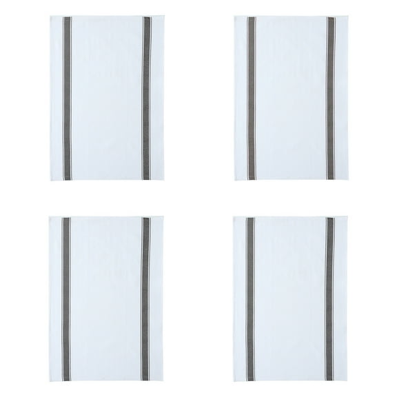 Large Kitchen Towels, Set of 4, Urban Stripe Designer Flour-Sack Towels, Strong Cotton Weave, Hidden Loop on The Back for Easy Hanging, Generously Size at 19'' W x 27.5'' L
