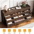 thumbnail image 4 of 12 Drawers Dresser for Bedroom Wooden, Modern Wide TV Stand Dressers for 65 Inch TV, Wood Chest of Drawers, Farmhouse Clothes Storage for Living Room, Hallway, Brown, 4 of 8