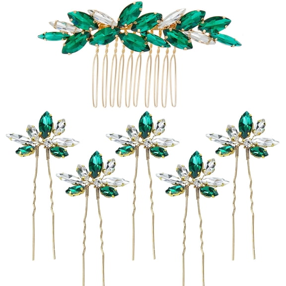 Sparkly Wedding Hair Combs,6 Pcs Crystal Flwoer Hair Clips Bride Bridesmaid Hair Sides Comb Rhinestone Barrettes, Crystal Flower Hair Pins Hair Accessories for Women Girls (Blue)