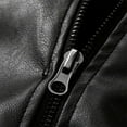 thumbnail image 6 of Ahabrexf Jackets for Men, Winter Long Sleeve Leather Motorcycle Zipper Coat Hoodless Faux Leather, 6 of 8