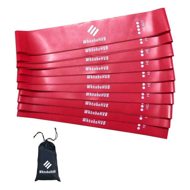 Bandas de resistencia WktobeHVB Set de 10 unidades 10x2 pulgadas con bolsa de transporte