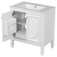 thumbnail image 3 of Isolde Modern Bathroom Vanity with Ceramic Sink, Drawer, Shelves, Cabinet, Rubberwood, MDF, White, 3 of 18