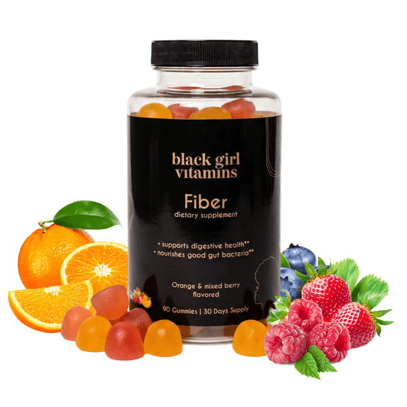 Black Girl Vitamins Fiber Gummies – Prebiotic Gut Health & Bloat Relief, Vegan, Gluten-Free, 90ct