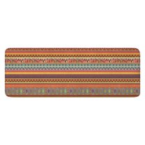 Orange Ethnic Stripe Pattern Kitchen Rug Mat,Kitchen Runner Rugs Non Skid Washable,Decorative Kitchen Floor Mats for Kitchen,Sink,Laundry,17"x47.2"