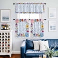 thumbnail image 2 of Spring Flower Kitchen Curtains Valances and Tiers Set of 3 Country Farm Watercolor Red Pink Blue Floral Green Leaf Tier Curtains and Valance with Rod Pocket for Small Windows, 27.5"x24", 2 of 9
