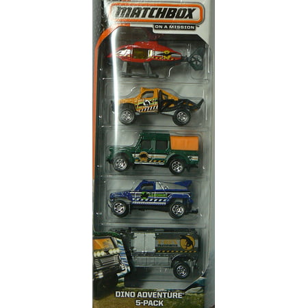 Dino Adventure 5-pack, Car designed for Dino Breakout Track By Matchbox Ship from