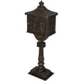 thumbnail image 4 of Mailbox, Heavy Duty Cast Aluminum Security Postal Box, Antique Post-Mounted Mail Box with 2 Keys for Courtyard Villa Decoration - Bronze, 4 of 7