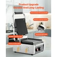 thumbnail image 3 of VEVOR Commercial Panini Grill, 1800W Electric Sandwich Panini Maker, Stainless Steel Sandwichs Press Grill with Handle and Temp Control, 8.8x9 in Flat Enamel Plate, for Hamburger Steak Bacon, 3 of 9