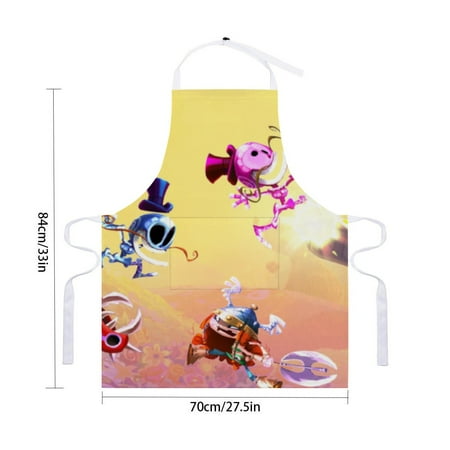 

Rayman Legends apron with pockets and waterproof features adjustable for adult kitchen cooking perfect for drawing and crafts，for 33 x 28 .
