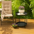 thumbnail image 5 of LIFERECORD 2-Tier Round Metal End Table with Removable Tray – Small Space-Saving Side Table for Living Room, Bedroom, Balcony, Patio, Black, 5 of 6
