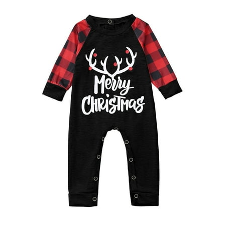 

Christmas Family Matching Letter Printed Romper Jumpsuit Xmas Family Clothes