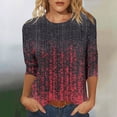 thumbnail image 2 of Craaazy Women's Loose 3/4 Length Sleeve Crew Neck Blouses with Multi-prints Gifts, 2 of 4