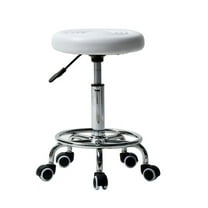 Winado Round Salon Stool with Lines Rotation Bar Stool White