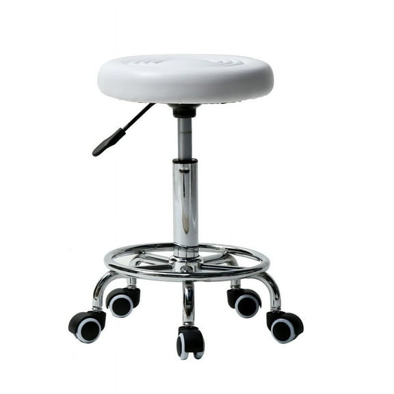 Winado Round Salon Stool with Lines Rotation Bar Stool White