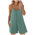 thumbnail image 1 of TrendOFT Combinaison d'Été pour Femmes Décontractée Sans Manches Shorts Unis à Bretelles Combinaisons une Pièce Vert Menthe TG, 1 of 5