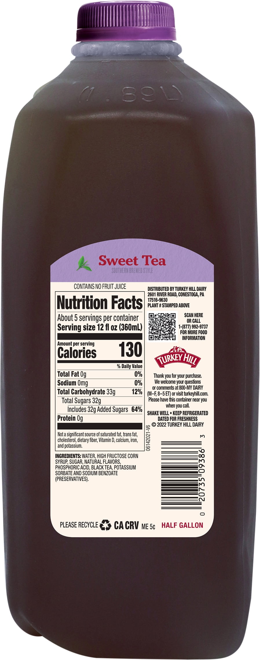 Turkey Hill Southern Brewed Style Sweet Tea 0.5 gal