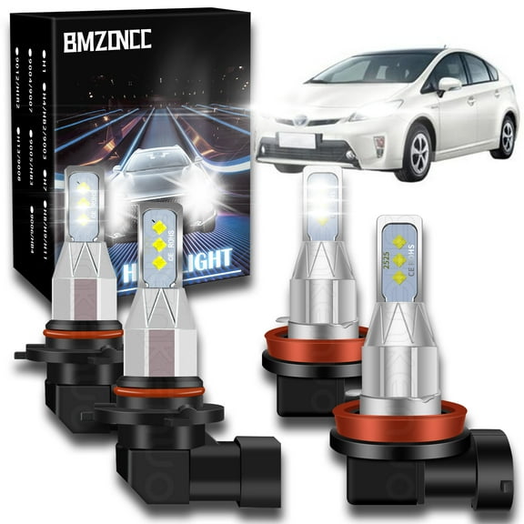 BMZONCC for Toyota Prius 2010-2015 LED Headlight High-Low Beam Bulbs 6000K White 4pcs