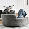 thumbnail image 5 of 55''l Grey Chenille Foam Swivel Sleeper, Fluffy Modern For Living, Bedroom, Lounge, Projection Room, 360 Degree Spin, Easy Setup Chair, 55''l, Rotation Living Space, Area, Grey, Install, 5 of 6
