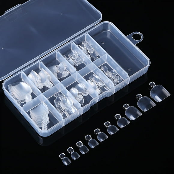 Coffin Shaped Nail Tips Medium Length 100 Pieces False Toe Nails In 10 Sizes Full Cover French Toe Nails