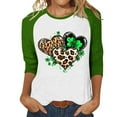 thumbnail image 2 of Craaazy Women's St. Patrick's Day Tshirts Irish Clover Prints Crew Neck 3/4 Sleeve Shirts, 2 of 5
