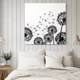 thumbnail image 4 of Dandelion Wall Art Painting on Canvas, Black White Modern Country Rustic Plants Canvas Art Home Prints Wall Art Framed Modern Artwork for Living Room Bedroom Wall Decor 12x12in, 4 of 9