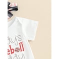 thumbnail image 6 of Suealasg Baby Boys 3Pcs Summer Outfits Short Sleeve Letter Print Romper + Baseball Print Pants + Headband Set 3 6 12 18 Months Newborn Baseball Clothes, 6 of 8