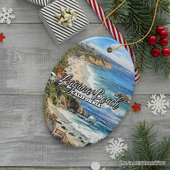 Laguna Beach Artistic Christmas Ornament, California Coastal Seaside Souvenir and Gift