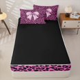 thumbnail image 4 of Homewish Kawaii Bowknot Girls Zipper Full Size Comforter Sets with Fitted Sheet and 2 Pillowcases, Pink Cheetah Print Zipper Bedding Set, Black Reversible, 4 Pieces, 4 of 6