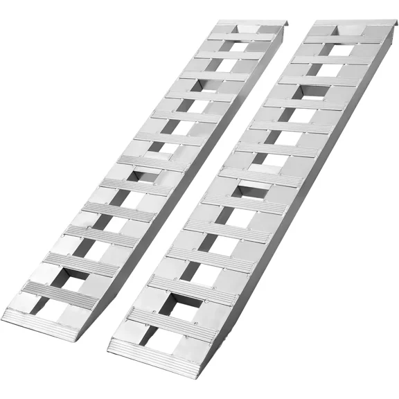 HTGHTG 84" x 14" Aluminum Trailer Ramps Loading Ramps Car ATV Truck Auto Hauler Knife & Hook Ends 2pcs 6000lbs