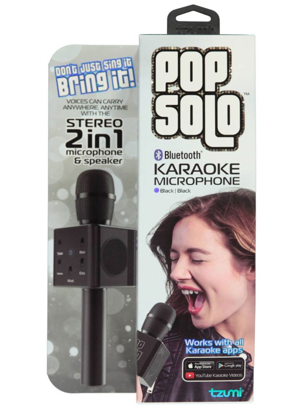 pop solo karaoke microphone and speaker