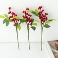 thumbnail image 7 of Meggemo 5 PCS Christmas Artificial Red Berry Stems with Green Leaves Decorative Picks for Tree Wreath Holiday, 7 of 7