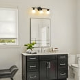 thumbnail image 5 of Modern Bathroom Light Fixtures, 3 Light Vanity Lights Over Mirror, Black Wall Lamp with Clear Glass Shade for Living Room Cabinet Bedroom Porch, 5 of 8