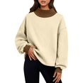 thumbnail image 3 of Uootdi Women Fall Clothes Womens Oversized Turtleneck Long Sleeve Color Block Sweatshirts Pullover Hoodies Tops Trendy with Pocket, 3 of 9