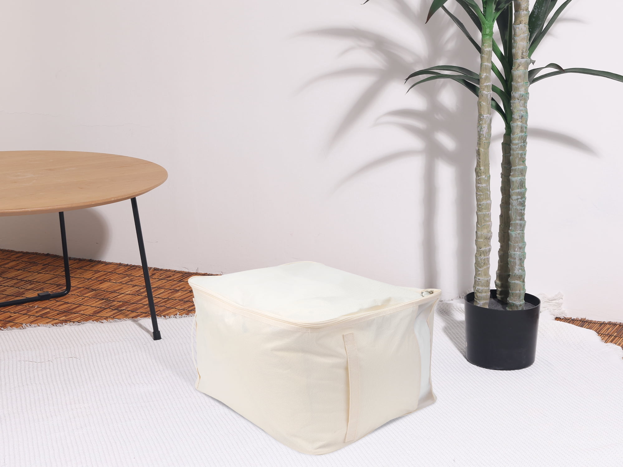 Unique Bargains Clothes Storage Bags for Closet Organizers w Handles Beige 23.5x19.5x14in