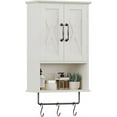 thumbnail image 6 of Farmhouse Medicine Cabinet, Bathroom Wall Cabinet with Adjustable Shelf, Towel Bar, 3 Hooks, Over The Toilet Storage Cabinet for Bathroom, Kitchen, 19.3''L, Black, 6 of 13