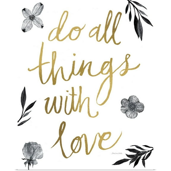 Great BIG Canvas | Rolled Sara Zieve Miller Poster Print entitled Do All Things with Love Black and White