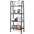 thumbnail image 3 of Pemberly Row 4-Tier Wood and Metal Ladder Bookcase in Brown and Silver, 3 of 8