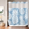 thumbnail image 2 of No Hook Shower Curtain, Sky Blue White Pineapple Shower Curtains for Bathroom with See Through Top Window, Tropical Summer Botanical Fruits Waterproof & Washable Bath Curtain Standard 72"x72", 2 of 9