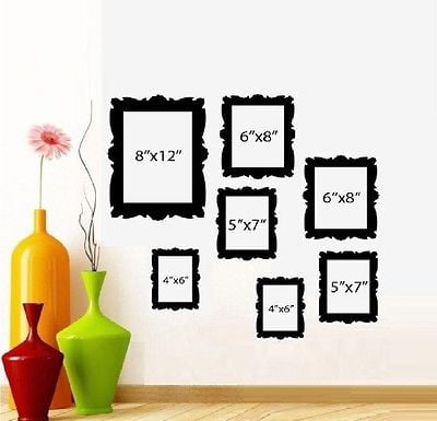 Family Tree Picture Frames Qty 7 frames ~ Wall or Window Decal