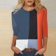 thumbnail image 1 of ICHUANYI Clearance Women's Fashion Printed T-shirt 3/4 Sleeves Blouse Round Neck Casual Tops(Navy, XL) ICHUANYI WER2023081110005, 1 of 4