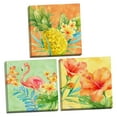 thumbnail image 2 of Gango Home Decor Beautiful Watercolor-Style Tropical Hisbiscus, Pineapple & Flamingo Set; Three 16x16in Hand-Stretched Canvases, 2 of 7